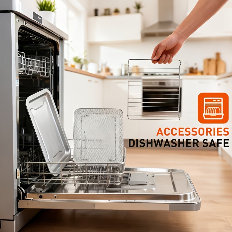 Large 26.4QT Air Fryer & Toaster Oven Combo - 4-in-1 Convection Oven with Air Fry, Bake, Broil/Roast, Slow Cook - Stainless Countertop Toaster Ovens Suitable for & Commercial Use, 4 Accessories Included, Up to 450°F