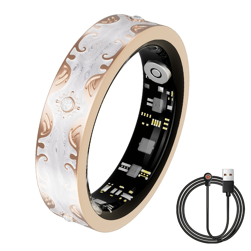 Smart Ring for Women - Activity Ring and Fitness Tracker with Step, Distance, Calorie, Menstrual Cycle Tracker, Health Rings for iPhone Android, No Subscription Fee, IP68 Waterproofing Intelligent Ring - Ideal Gift for Mom/Gi