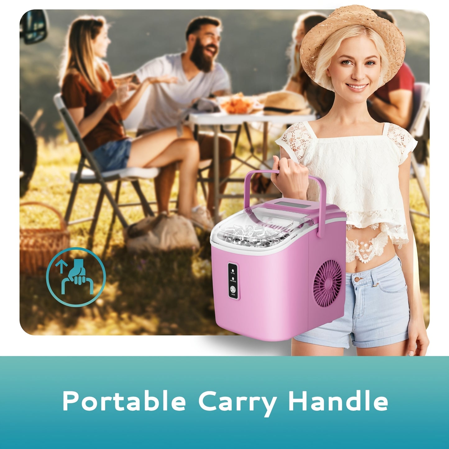 26/29Lbs Bullet Ice Maker, Produces Ice in 6 Minutes, Features Self-Cleaning, And Is a Portable Countertop Ice Machine Complete with a Scoop And Basket, Suitable for Home, Office, RV, Or Camping