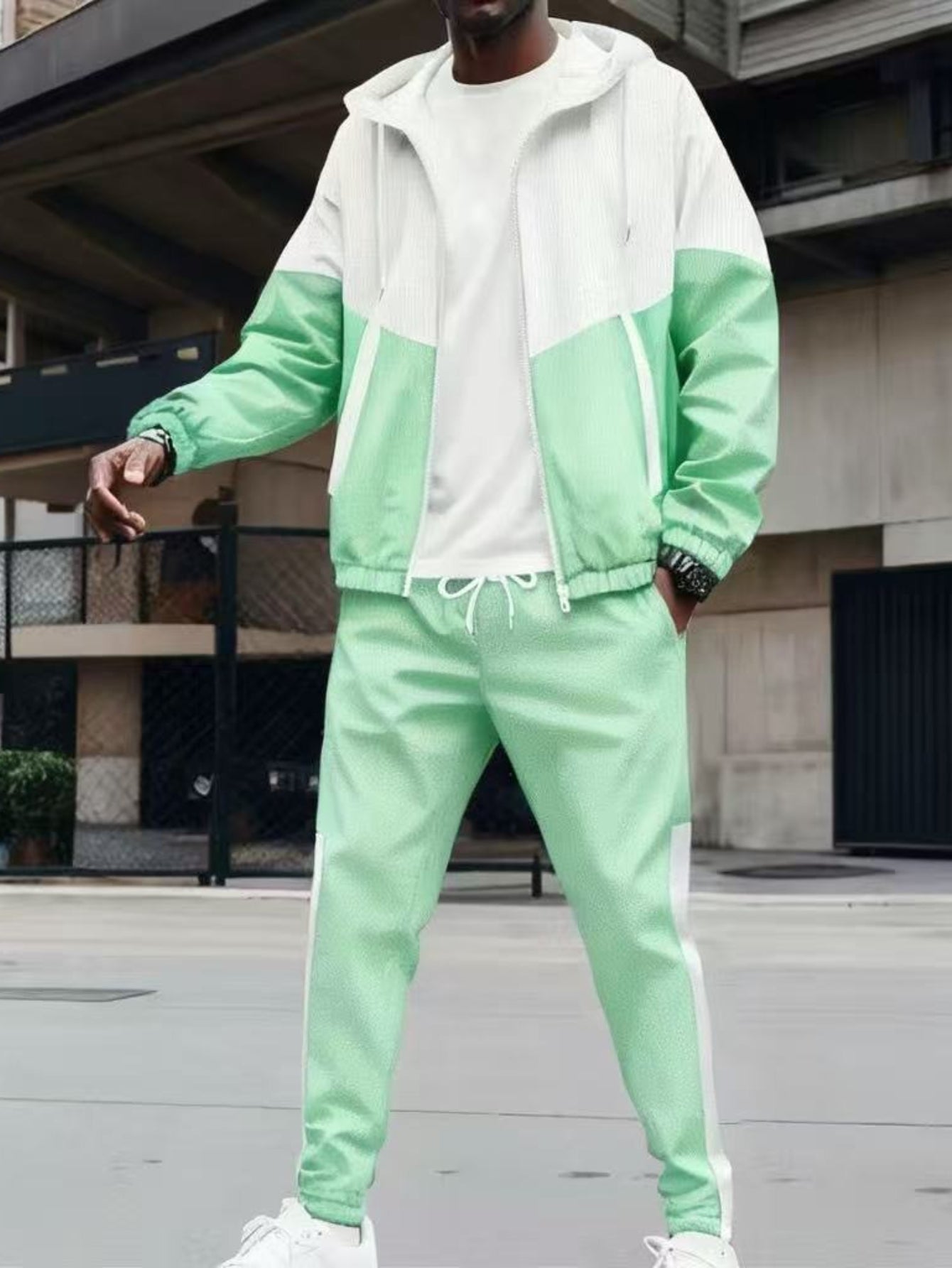 2pcs Men's & Women's All-Season Matching Hooded Jacket & Pants Set - 3D Geometric Print Zipper-Front Athletic Wear, Casual Sportswear Outfit (Machine Washable) - Gym, Outdoor, Urban Style - Unisex Tracksuit