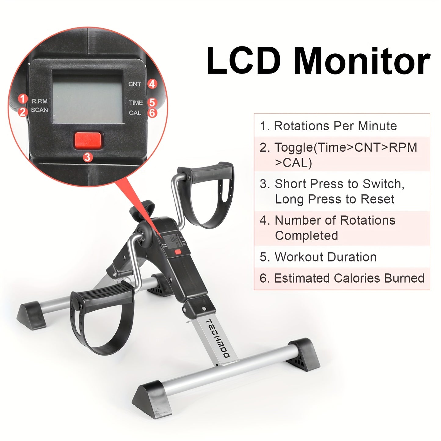 Mini Exercise Bike With LCD Display And Adjustable Resistance