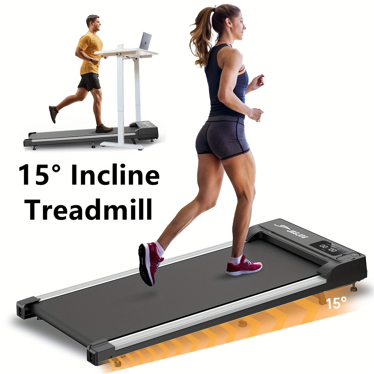 HOMSHADE 2-in-1 Walking Pad Treadmill Under Desk Portable