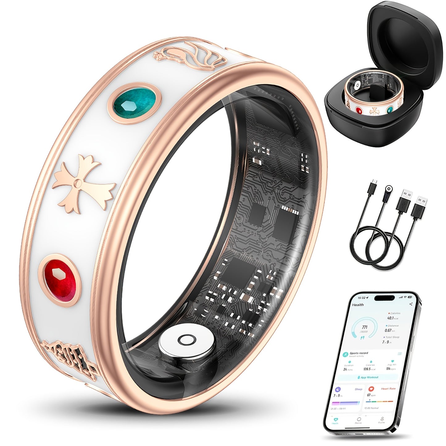 2026 Upgraded Smart Ring for Women Men, Smart Health Ring - IP68 Fitness Ring, Fitness Tracker with Sleep Tracker, Step Tracker, Distance Monitoring for iPhone And Android - Birthday Gifts/Father Gifts/Mother Gifts