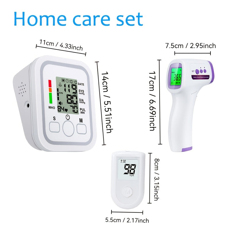Mood Light 3-in-1 Home Health Monitor Kit: BP, Glucose, Thermometer