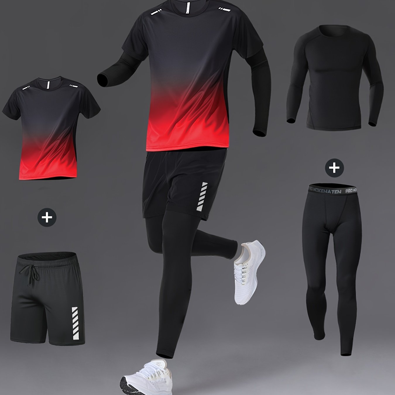 Men Fitness 4 Piece Moisture Wicking Training Set Performance