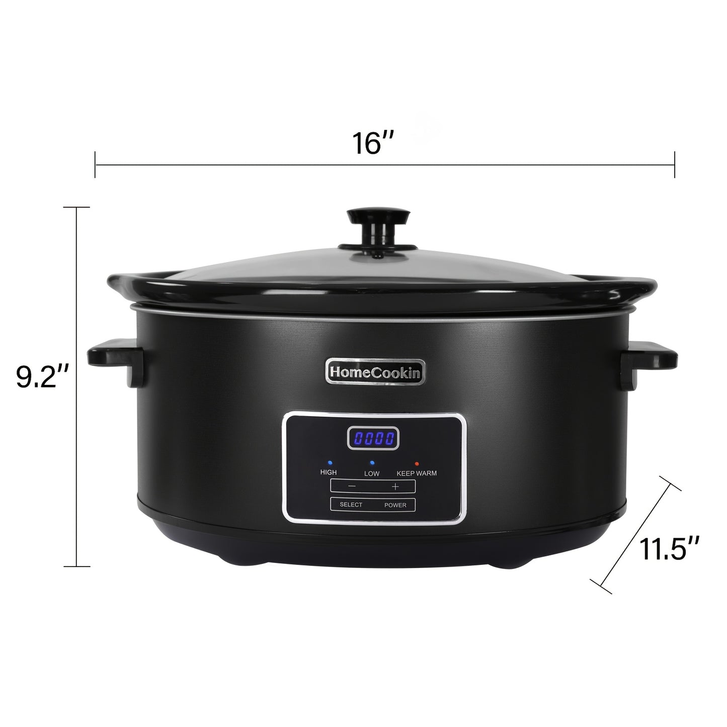 Homecookin Digital Slow Cooker with Non-Stick Ceramic Bowl - Programmable Countdown Timer & Keep Warm Function, Perfect for Family Meals, Soups, Stews, Holiday Cooking, House Party