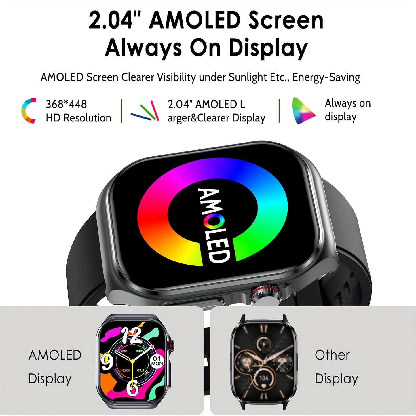 Smartwatch YYKY AMOLED Display, 530mAh Battery, NFC, Multi-Sport