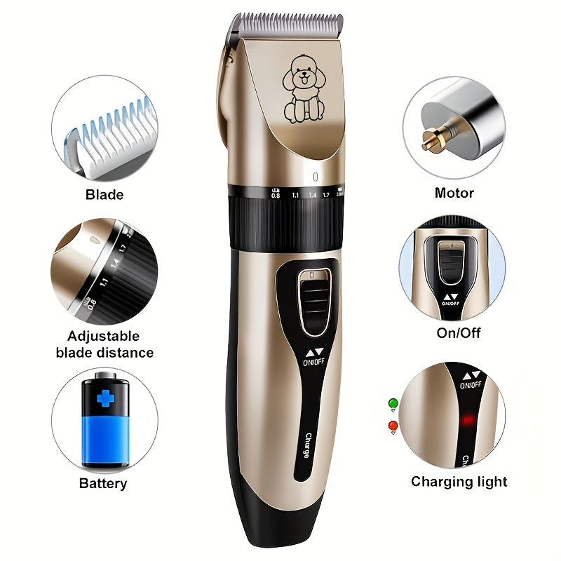 Pet Grooming Kit USB Rechargeable 4-in-1 Low-Noise Cordless