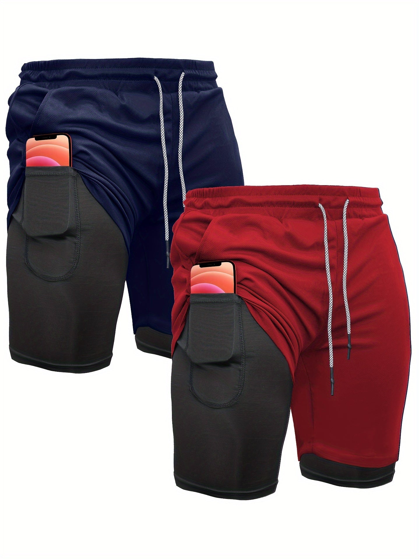 OEBLD Men's 2-in-1 Running Shorts Lightweight Polyester