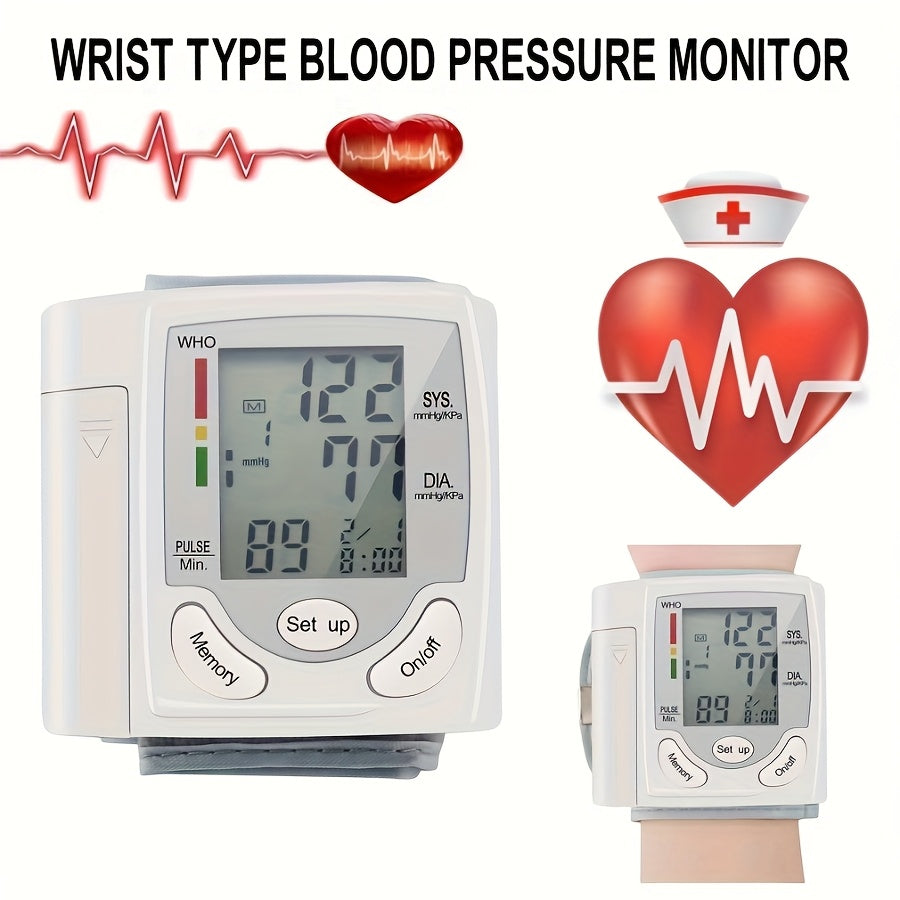 2pcs CHANG KUN Automatic Digital Wrist Blood Pressure Monitor with Adjustable Cuff & Heart Rate Monitor - WHO Accuracy Certified, Portable Design, Easy to Use for Home Health Management (CK-101S), Blood Pressure Monitor for H