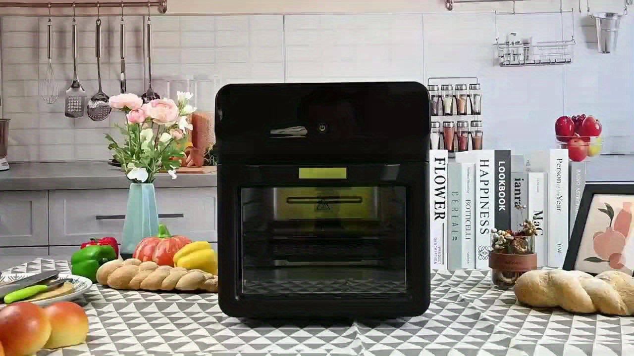 12Qt Large Air Fryer Toaster Oven Combo, Extra Large Countertop Convection Oven with Digital Touchscreen, 12 Presets, Easy-View Window, Nonstick & Dishwasher-Safe, Bake, Roast, Reheat, Black, Air Fryer Oven