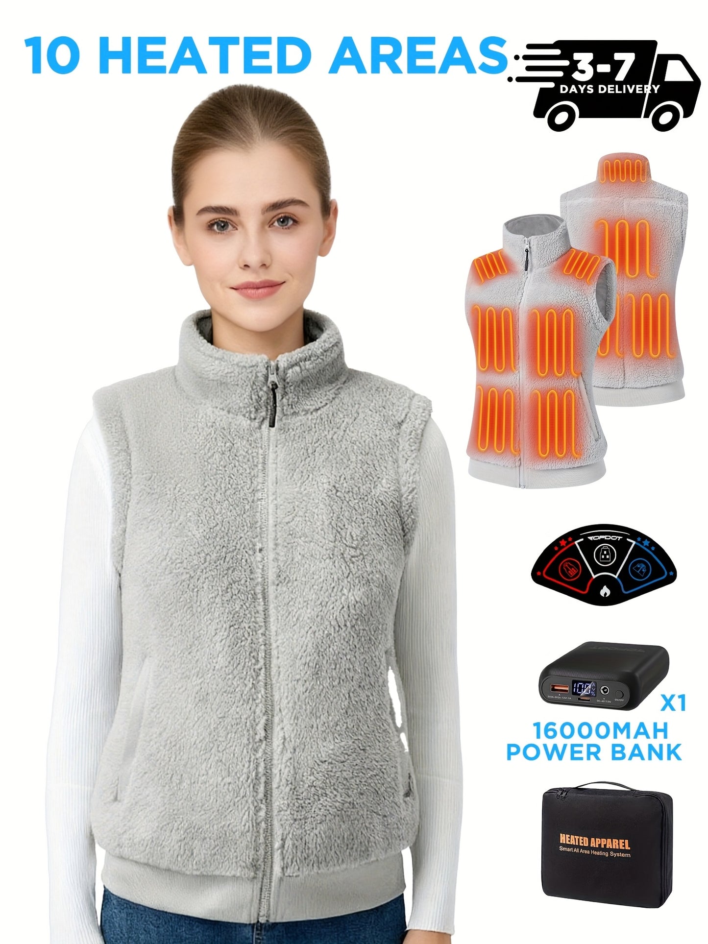 Heated Vest Fuzzy Fleece For Women 16000mAh Battery