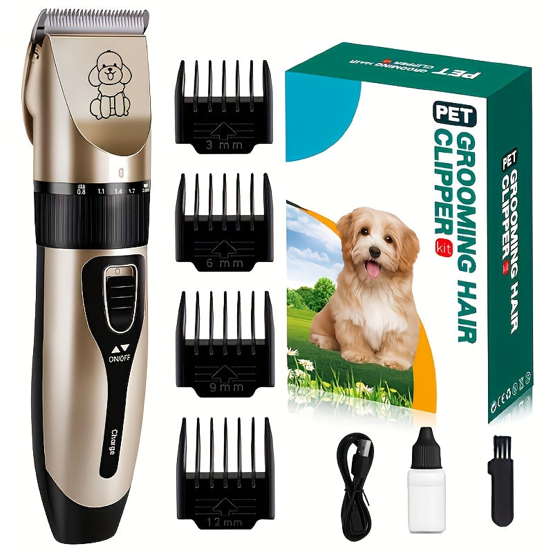 Pet Grooming Kit USB Rechargeable 4-in-1 Low-Noise Cordless