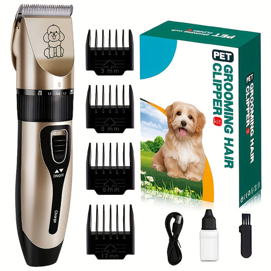 Pet Grooming Kit USB Rechargeable 4-in-1 Low-Noise Cordless