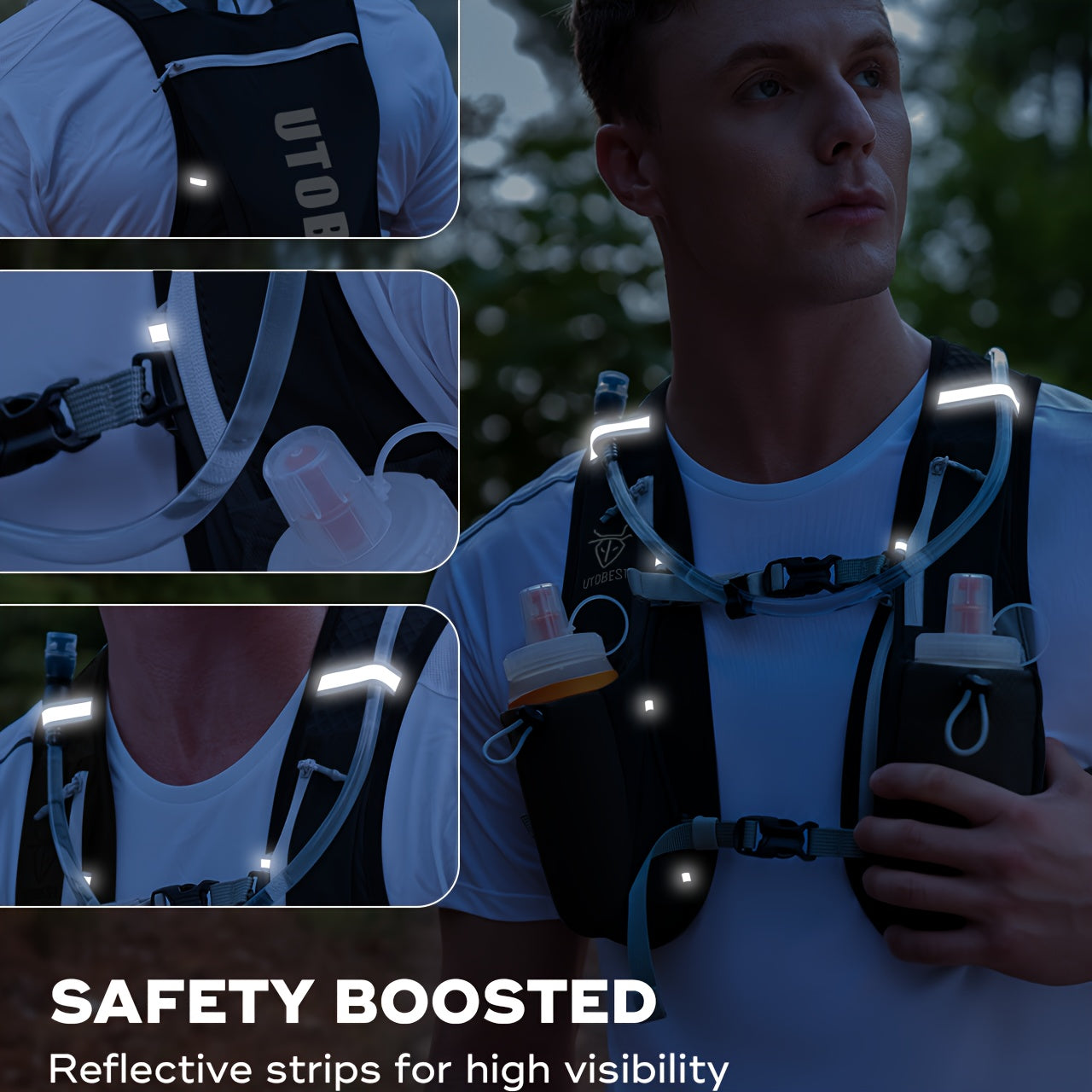 UTOBEST 5L Lightweight Multi-pocket Outdoor Running Vest Hydration Backpack Suitable For 1.5L Water Bladder