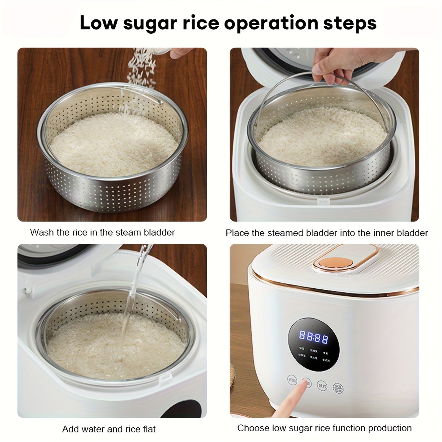 Yalulu Rice Cooker, Smart Electric Cooker, Touch Screen, Digital Display, 3L/ 101.44oz Capacity, Can Make, Porridge, Soup, 24-hour Timer And Keep Warm Function, Suitable For Home Use