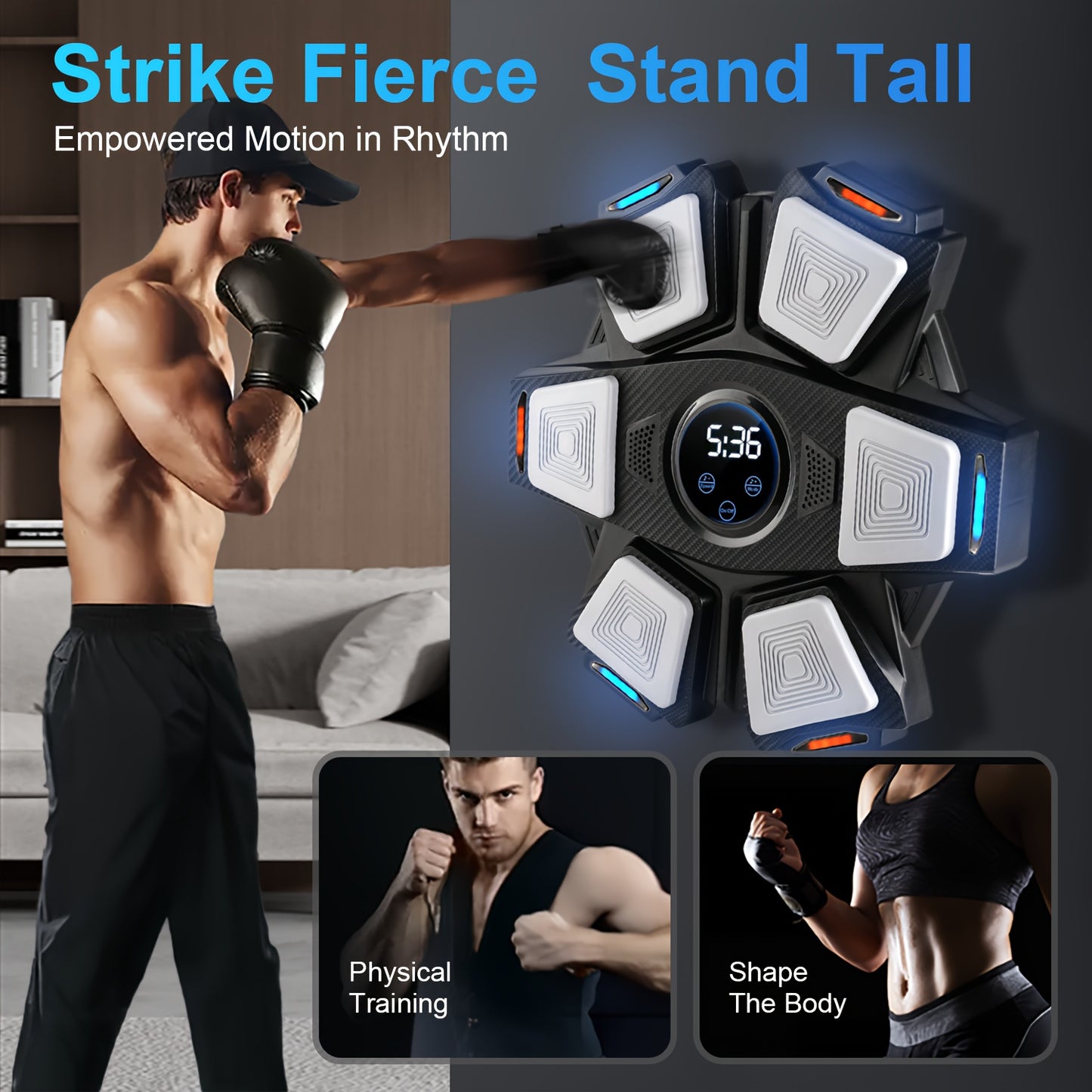 Punching Bag Interactive Target Training With Music Sync Wall Mounted