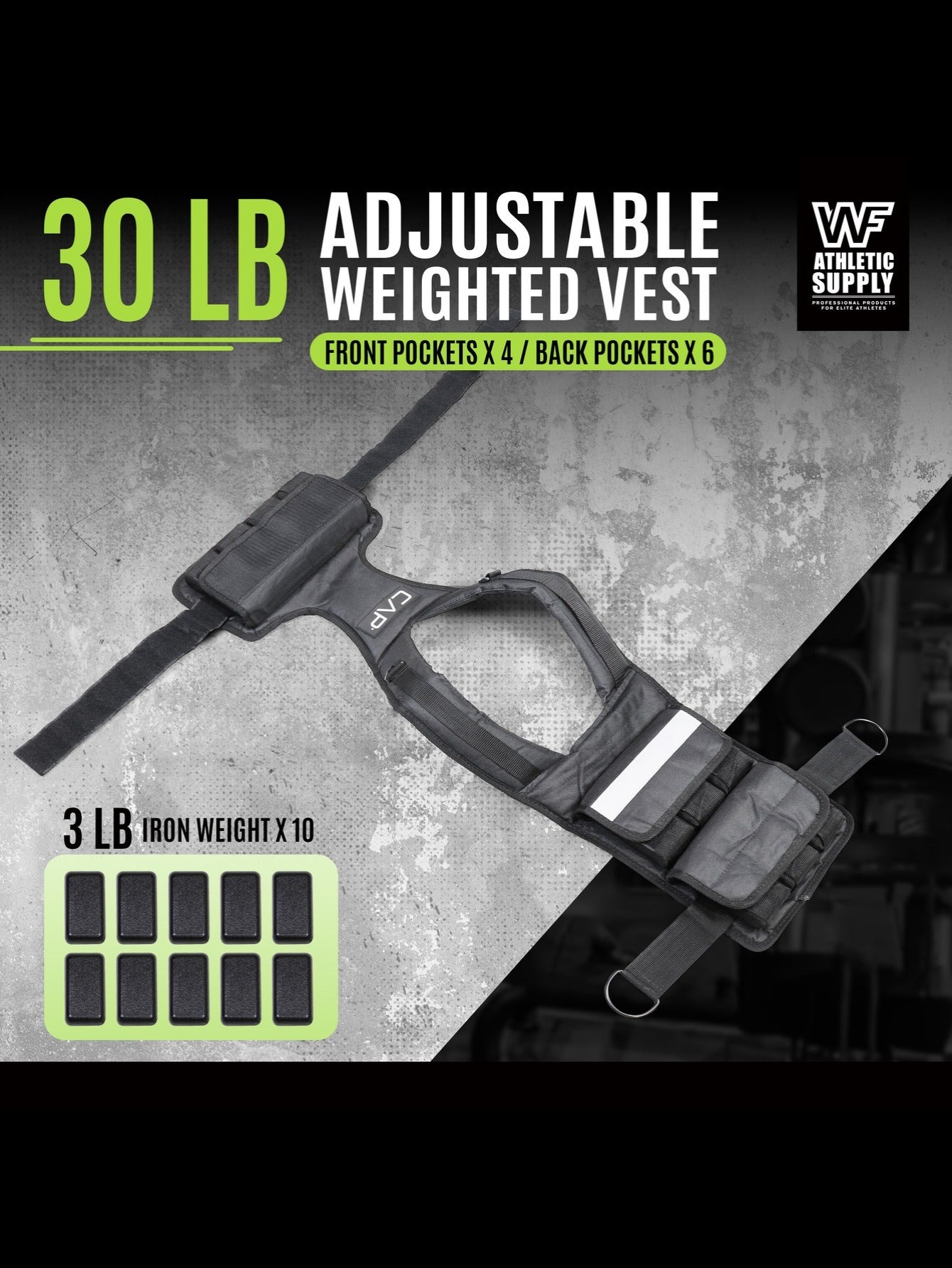 CAPHAUS Weighted Vest Adjustable 30lb Strength Training