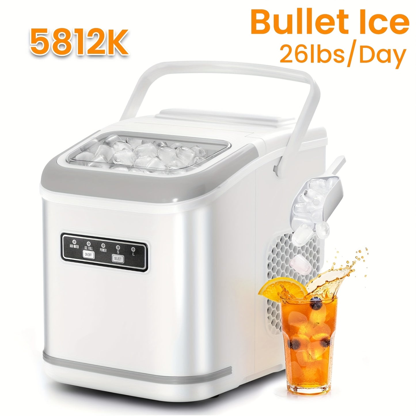 Nugget Ice Maker Countertop | 26 Lbs/Day 35 Lbs/Day Pebble Ice, Sonic Ice, Bullet Ice, Cube Ice | Self-Cleaning, Stainless Steel Black, With Ice Scoop And Basket For Home & Kitchen