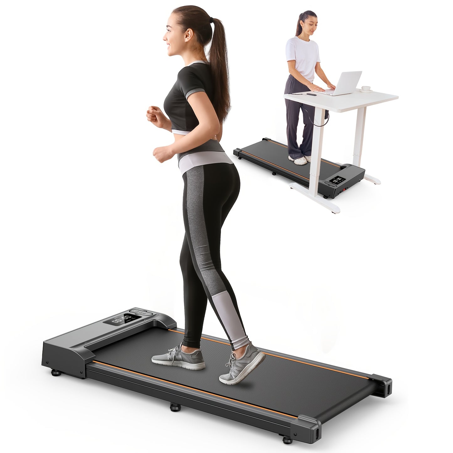 HOMSHADE 2-in-1 Walking Pad Treadmill Under Desk Portable