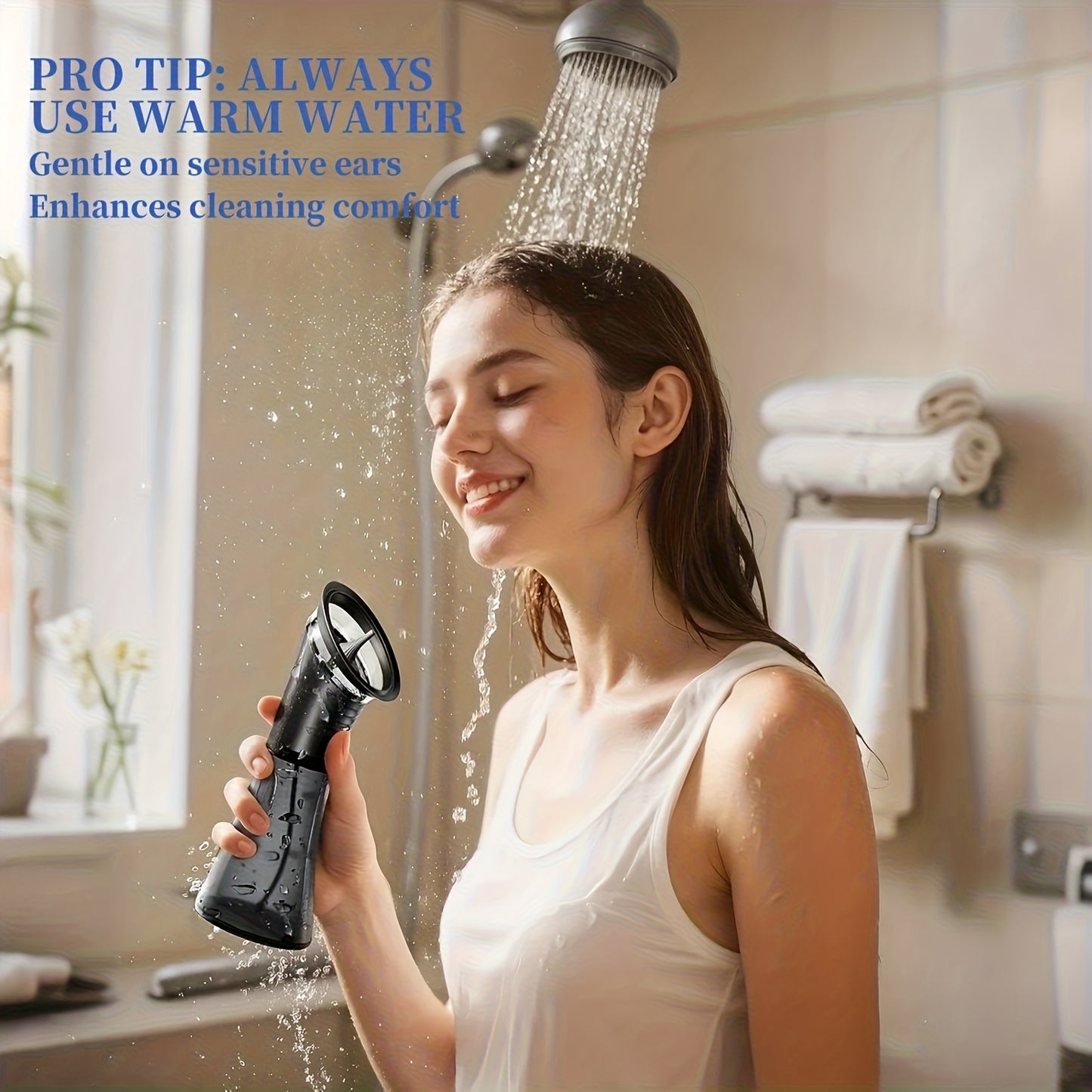 Electric Ear Wax Removal System Pro - -Grade Hydraulic Ear Cleaner Kit with 3-Speed Settings, USB- (Rechargeable), Water Temp Sensor & Visual Waste Tank | for home Ear Hygiene Care, Dry/Dirty Storage System