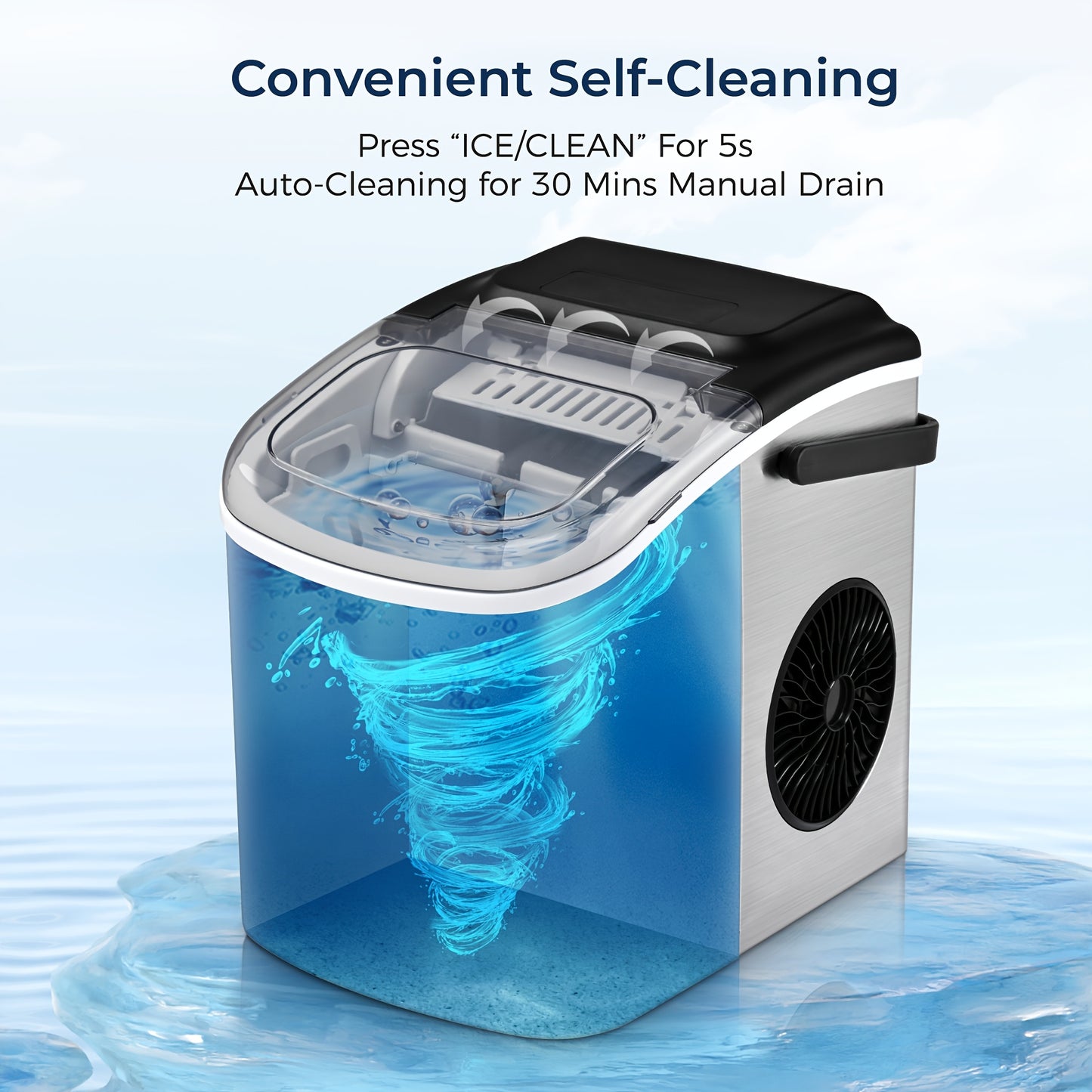26/29Lbs Bullet Ice Maker, Produces Ice in 6 Minutes, Features Self-Cleaning, And Is a Portable Countertop Ice Machine Complete with a Scoop And Basket, Suitable for Home, Office, RV, Or Camping