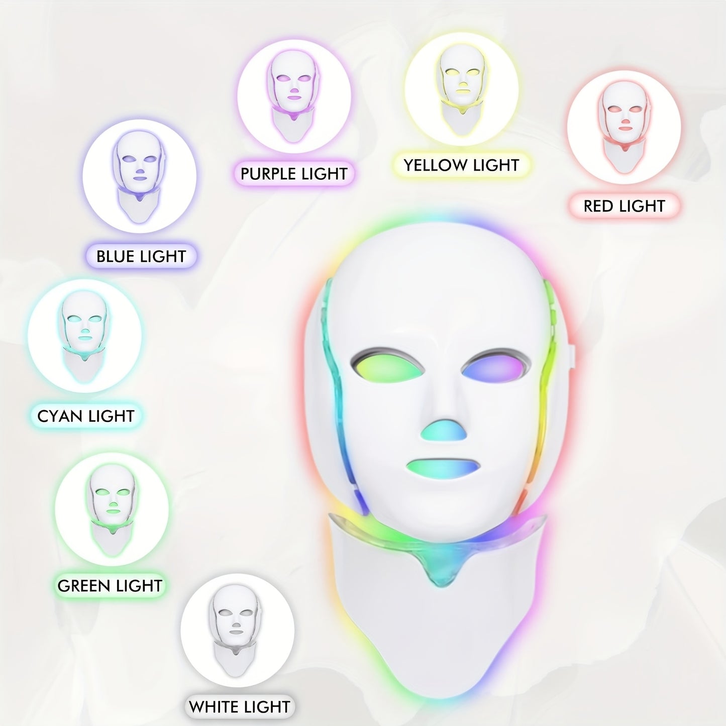 FDA Cleared New High-end Red Light For Face, 7 Colors LED Face Mask Light, Led Face Mask Light At Home, Blue Red Light Mask For Face