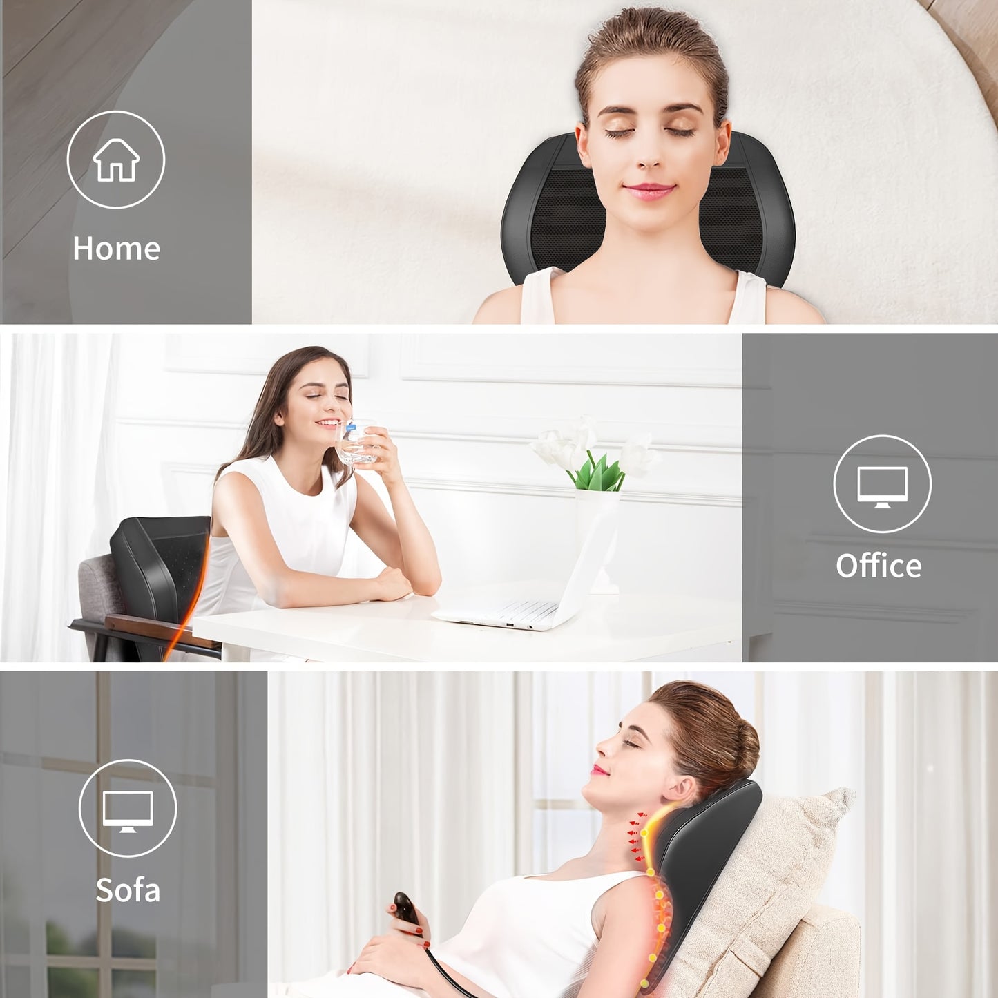 MASSTECK Shiatsu Back Massager Featuring Heat, Designed for Deep Tissue in The Neck, Shoulders, And Back, Offers 3 Massage Modes And 2 Heat Settings, Providing a 3D Kneading Experience for Overall Body, Perfect As Gifts for M