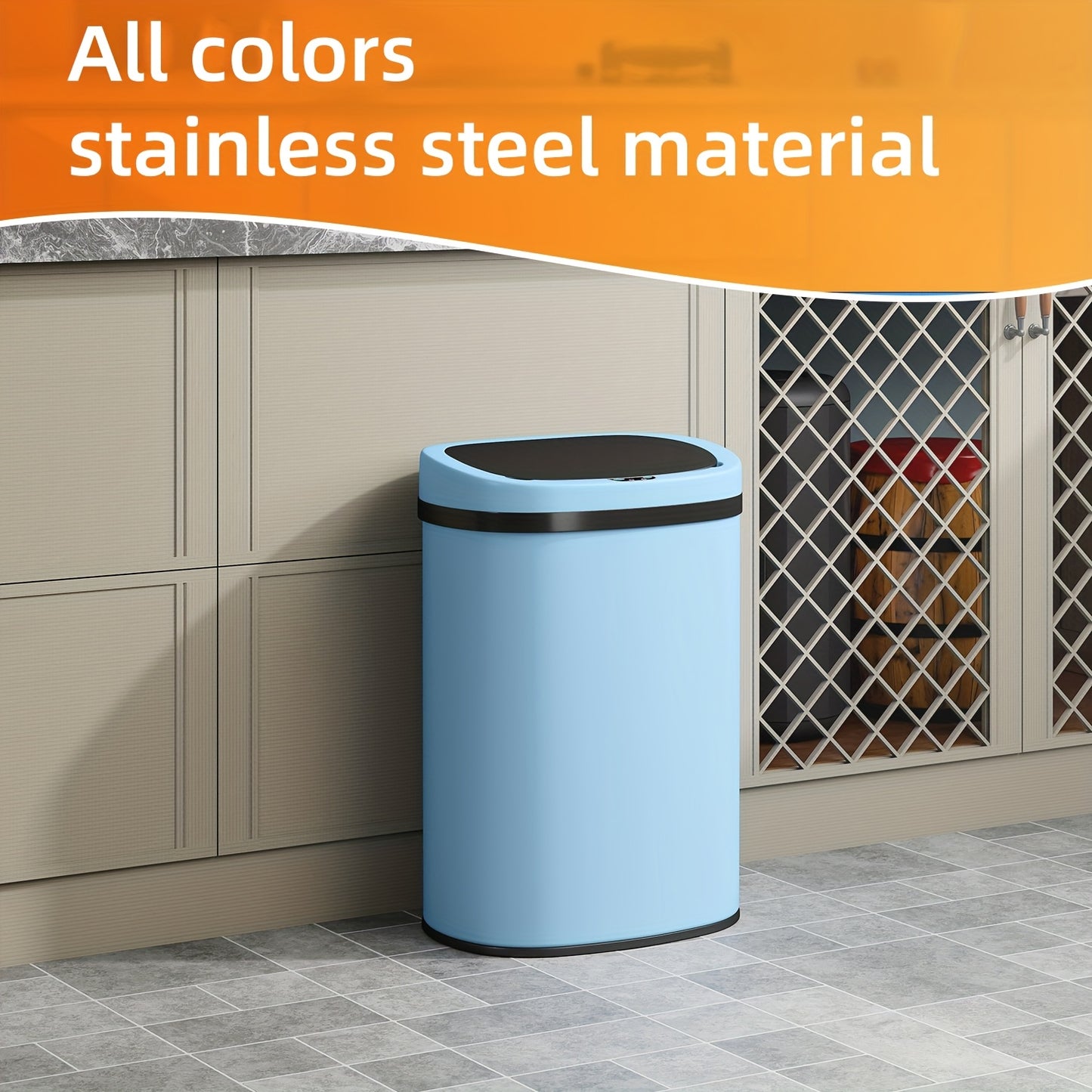 DOPINMIN Trash Can Brushed Metal Finish For Kitchen