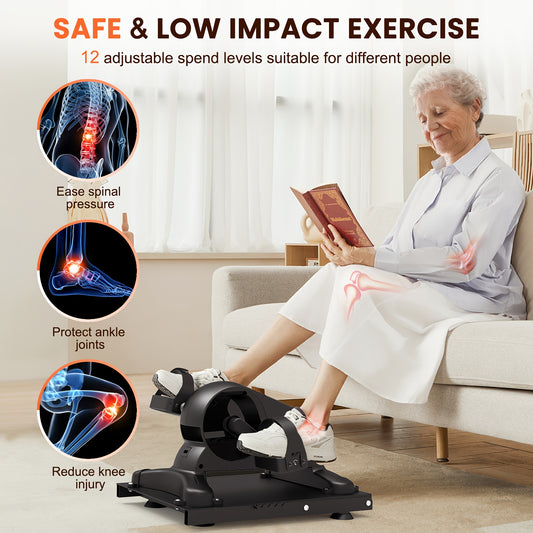 FEIERDUN Under Desk Exercise Bike 12-Speed Pedal Exerciser
