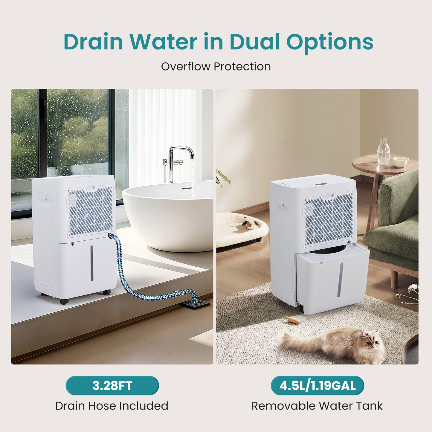 5500 Sq.Ft Energy Star Dehumidifier for Basement with Drain Hose, 50 Pint Portable Dehumidifiers for Home Bedroom Bathroom Large Room, Powerful Moisture Removal and Humidity Control