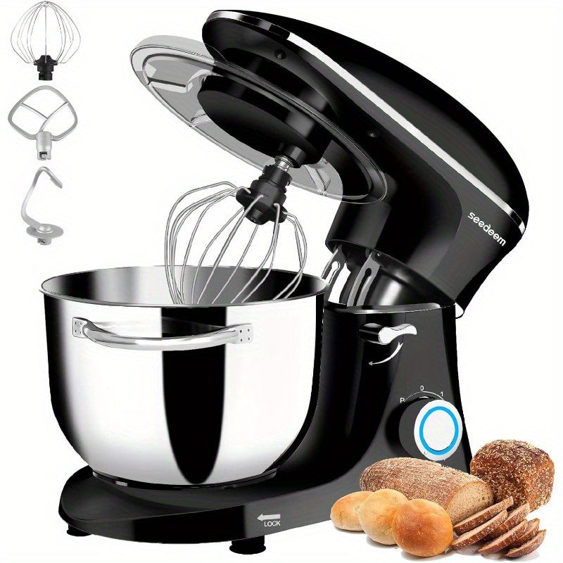 [Seedeem Electric Stand Mixer] Seedeem 6Qt Electric Stand Mixer, 660W 6-Speeds Tilt-Head with Dishwasher-Safe Dough Hook, Wire Whip & Beater for Daily Use, Black