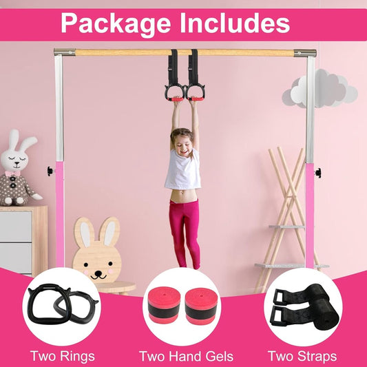 Gymnastics Rings for Kids, Childrens Pull Up Rings with Adjustable Straps, Home Exercise Gym Rings for gth Physical Training