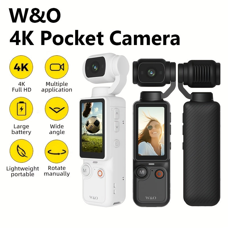 W&O Pocket Camera 4K Video Recording with Rotating Screen