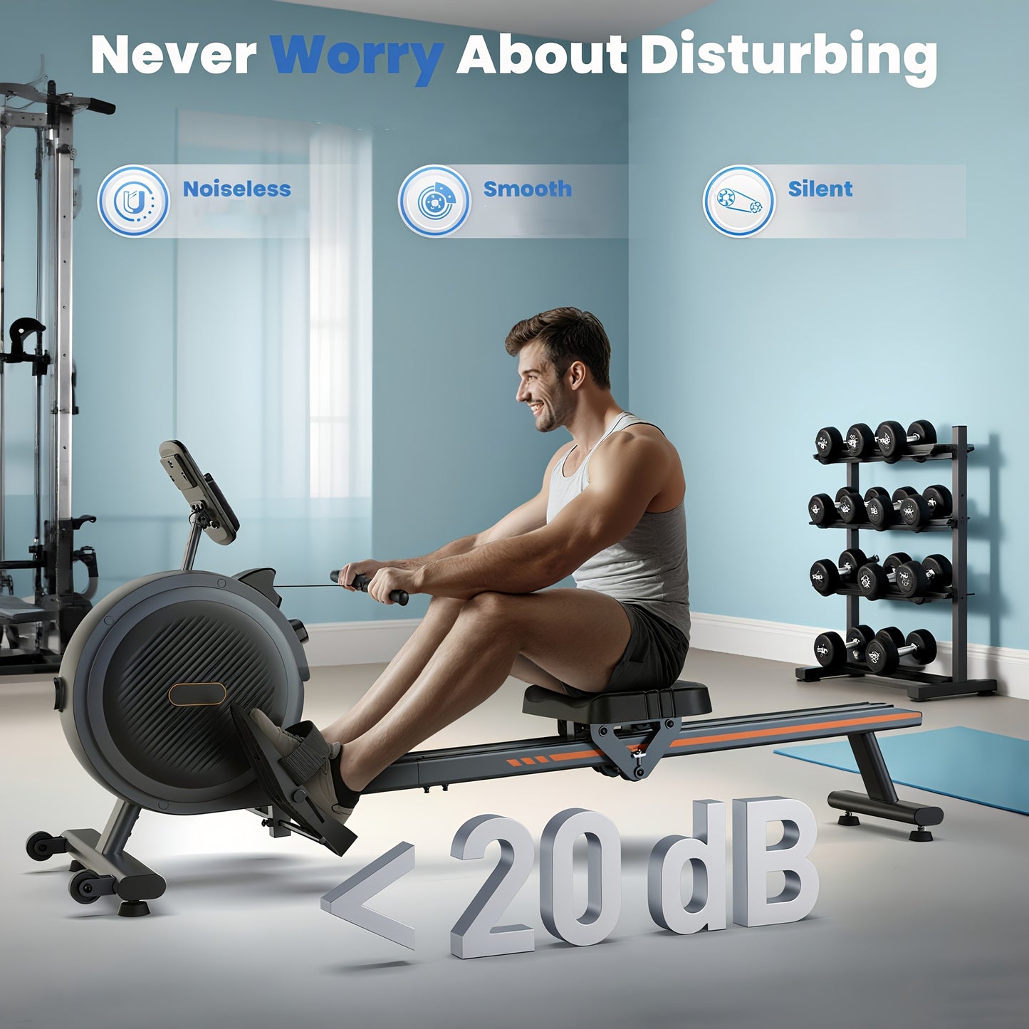 SRIFY Magnetic Squat & Rowing Machine - Heavy-Duty Home Gym Equipment with 16-Level Magnetic Resistance, 350lbs Capacity, Ergonomic Non-Slip Pedals & Smooth Gliding Rails, Squat & Rowing Machine for Full-Body Workouts, Tracki