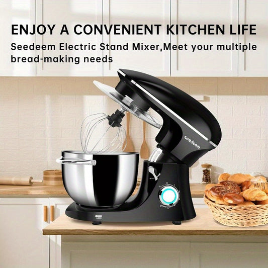 [Seedeem Electric Stand Mixer] Seedeem 6Qt Electric Stand Mixer, 660W 6-Speeds Tilt-Head with Dishwasher-Safe Dough Hook, Wire Whip & Beater for Daily Use, Black