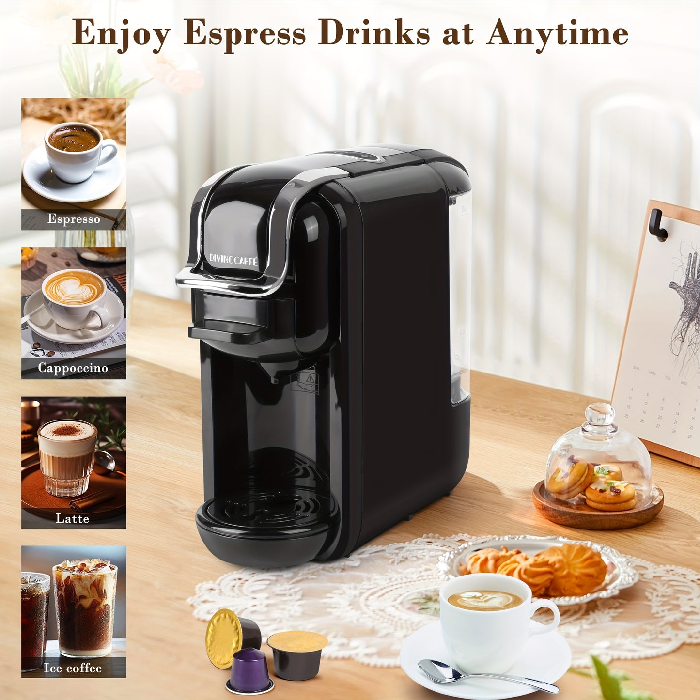 Espresso Machine 3-In-1 Capsule And Ground Coffee Compatible