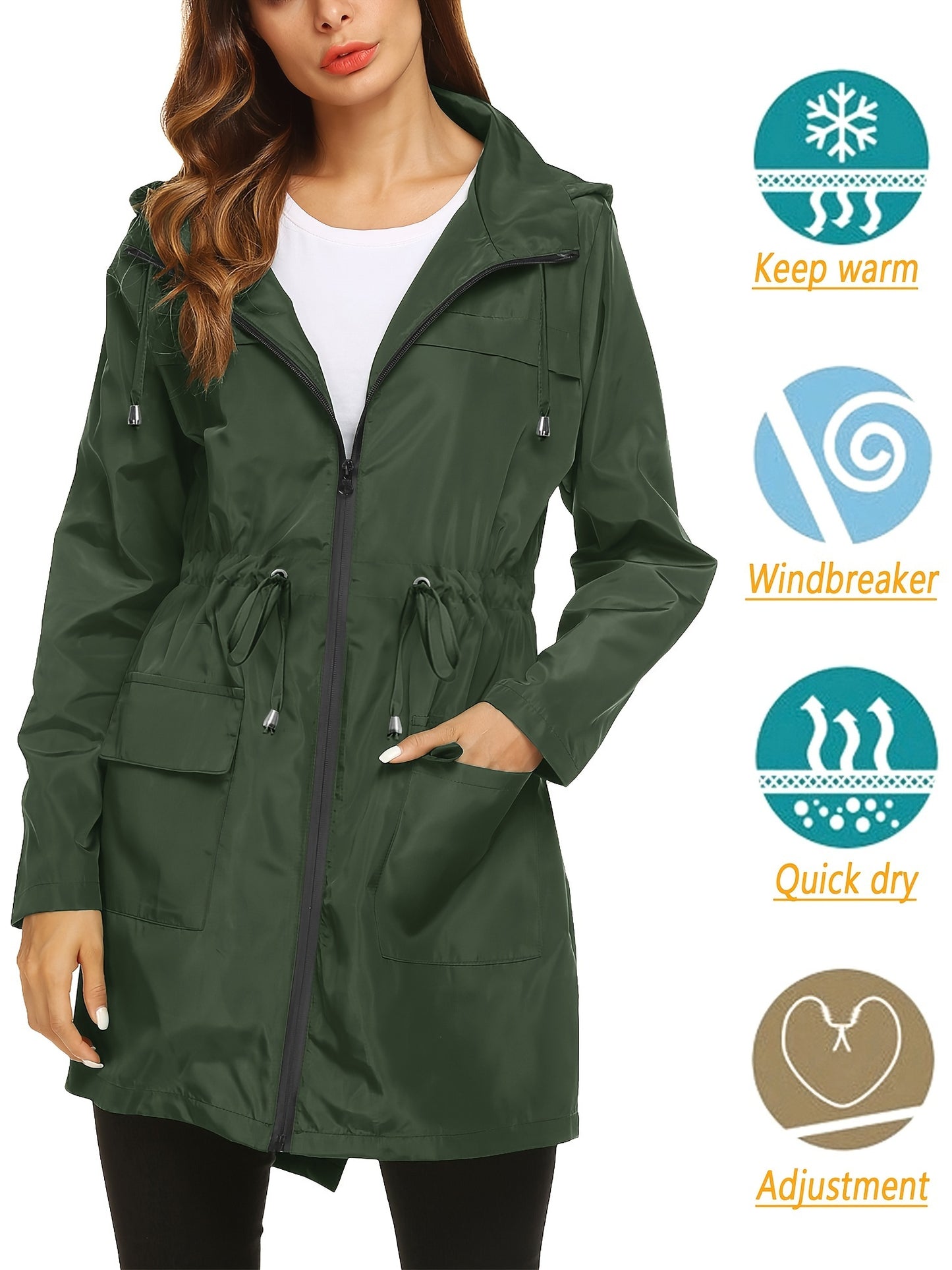 KTILG Raincoat Waterproof Lightweight Hooded Outerwear