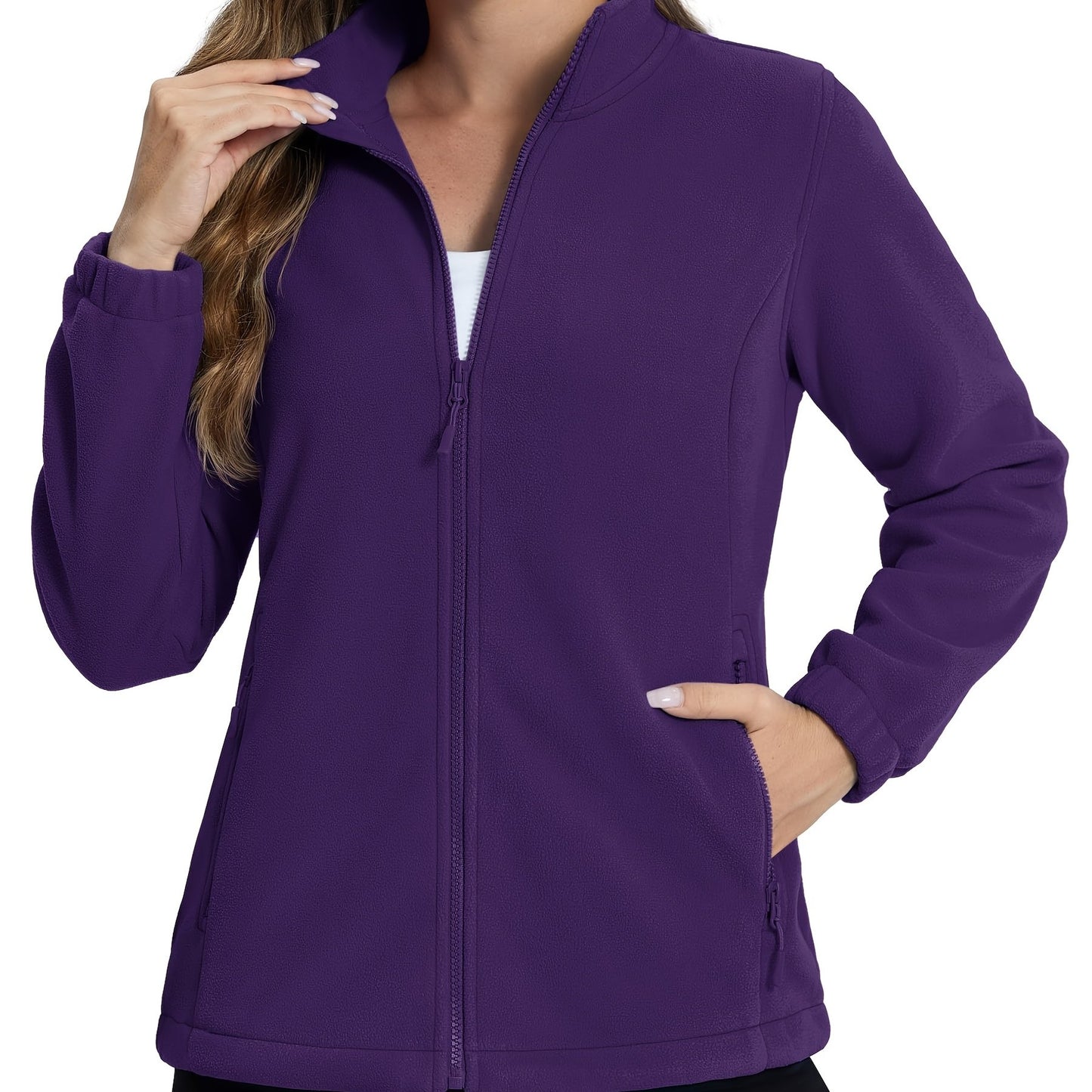 MAGNIVIT Women's Full-Zip Jacket, Stand-Collar Lightweight Polyester