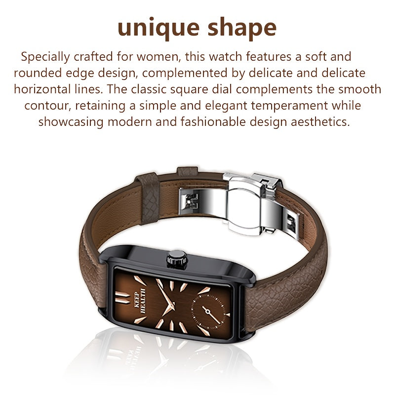 Couple smart High Quality watch, retro square dial, brown strap, Keep Health health tracking, suitable for more than ten languages and over a hundred modes, supporting exercise recording, menstrual period recording, sleep mon