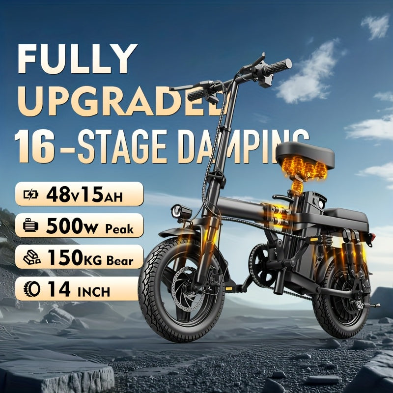 Adult Electric Bike, Foldable E-Bike with Removable Battery, 20MPH Commuter Electric Bicycle