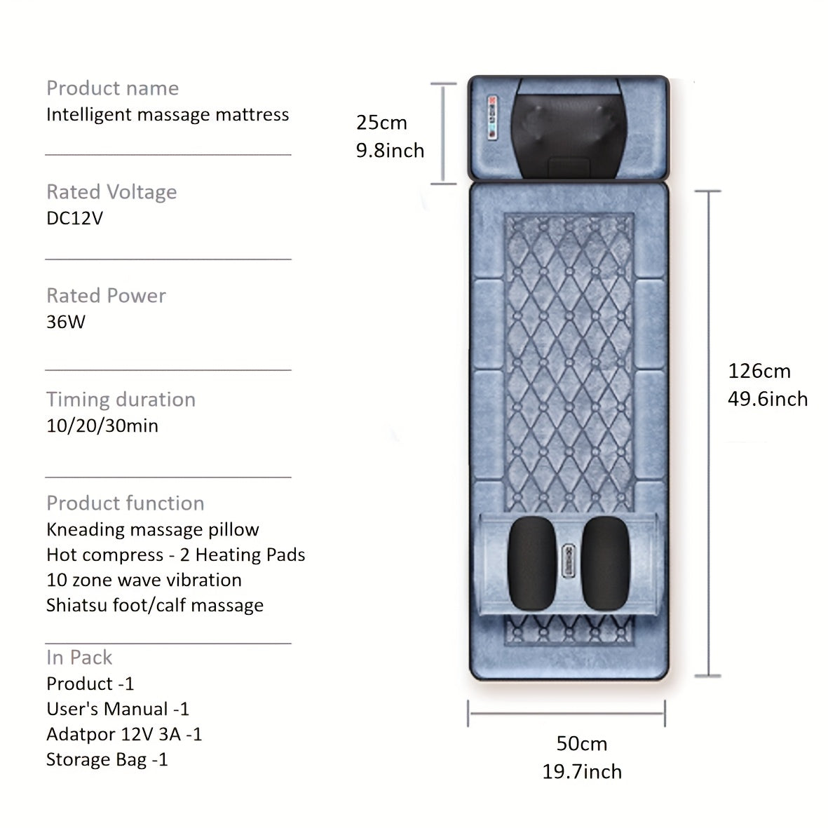 SHINY ROSY Full Body Massage Pad With 10-Zone Wave Vibration