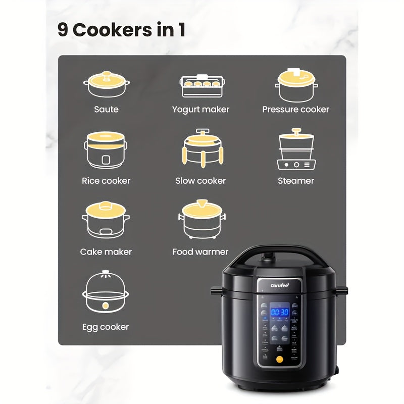 Midea COMFEE One Pot Replaces Nine! Electric Pressure Cooker with 14 Smart Modes | 24-Hour Extended Delayed Start, Includes Steaming Rack And Measuring Cup | Perfect for Family Gatherings, Space-Saving Kitchen Essential
