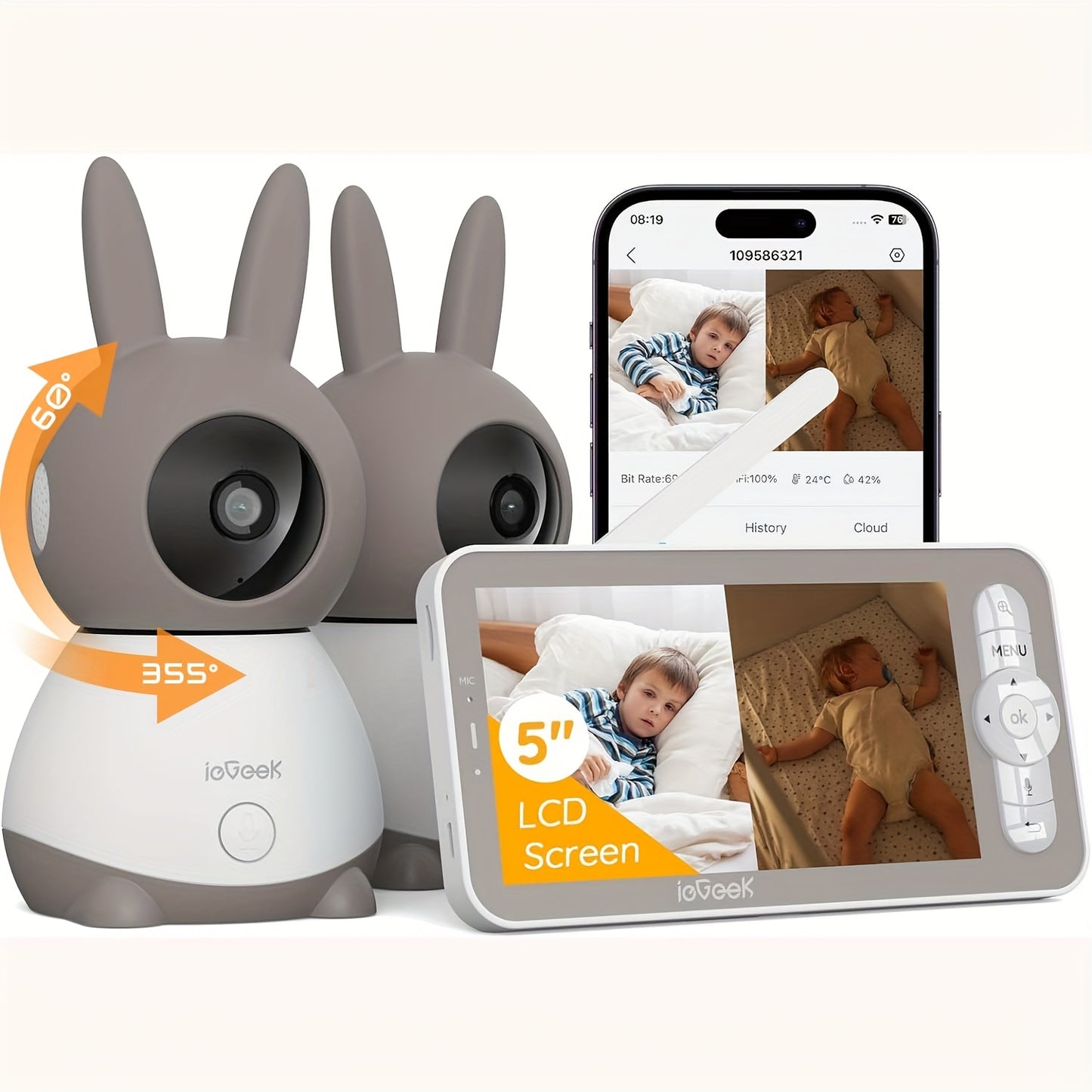 IEGEEK Baby Monitor 2K App Control Indoor LCD Screen