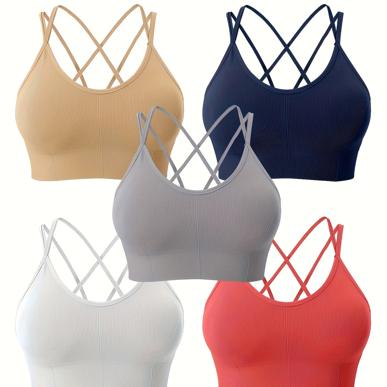 Sports Bra 5-Pack With Removable Padding For Yoga And Running