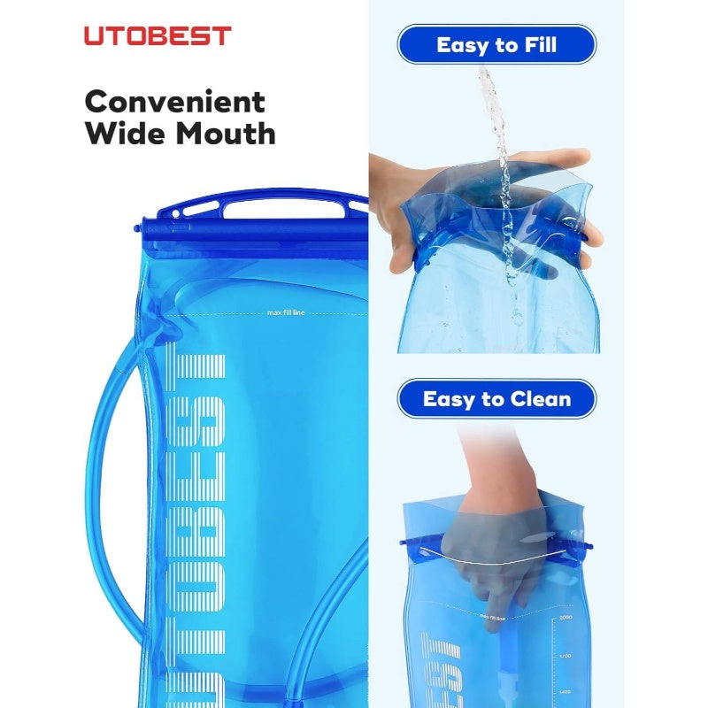 33.81oz/50.72oz/67.63oz/101.44oz BPA-Free Hydration Bladder Backpack - Leak-Proof Ergonomic Design with Measurement Markings & Quick-Connect Tube System, Large Capacity Water Reservoir for Hiking, Running, Cycling, Camping, T