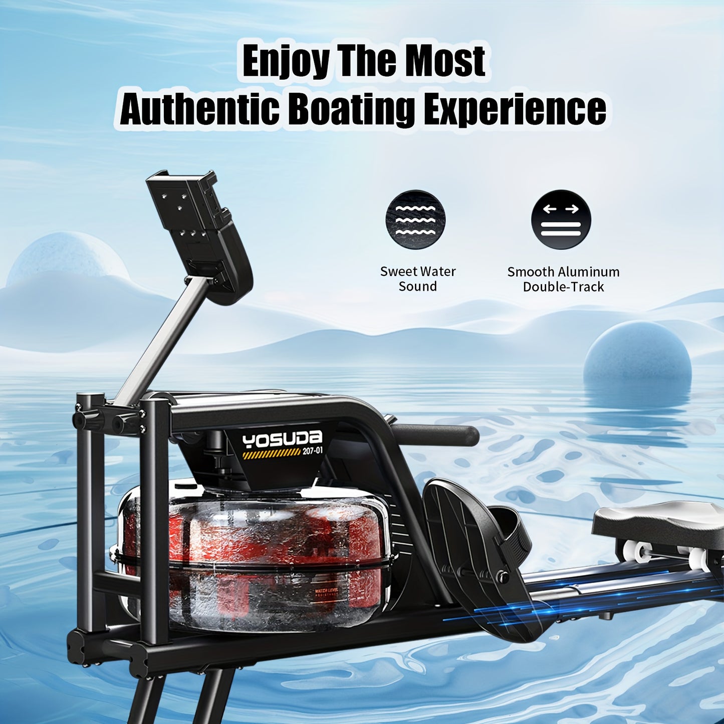 Magnetic/Water/Hydraulic Rowing Machine for Home, Rowing Machine for Taller Power Athletes, Comfortable Seat Cushion, 12×12 Powerful Magnetic, Dual Silent System, Maximum Weight Capacity 350 Lbs. 45-inch LCD Monitor Clearly