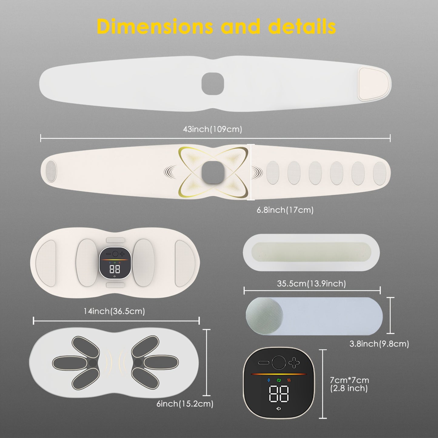 TENS/EMS Belly Fat Remover, Fat Burner for Stomach, AbsMuscle Stimulator Abdominal, Ab Belt Muscle Stimulator withHeat for Belly Fat Loss, Stomach Cellulite Melting, PostpartumCare Smooth & Firming, Lower Back Massager for Pa