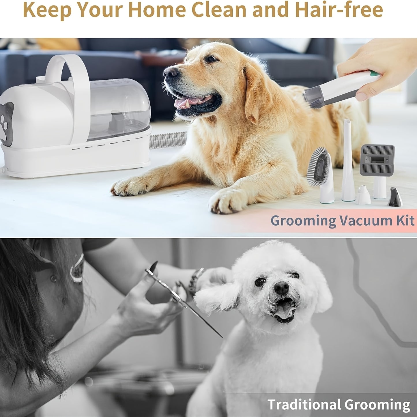 BCHARYA Dog Grooming Kit With Vacuum Clipper Nail Grinder