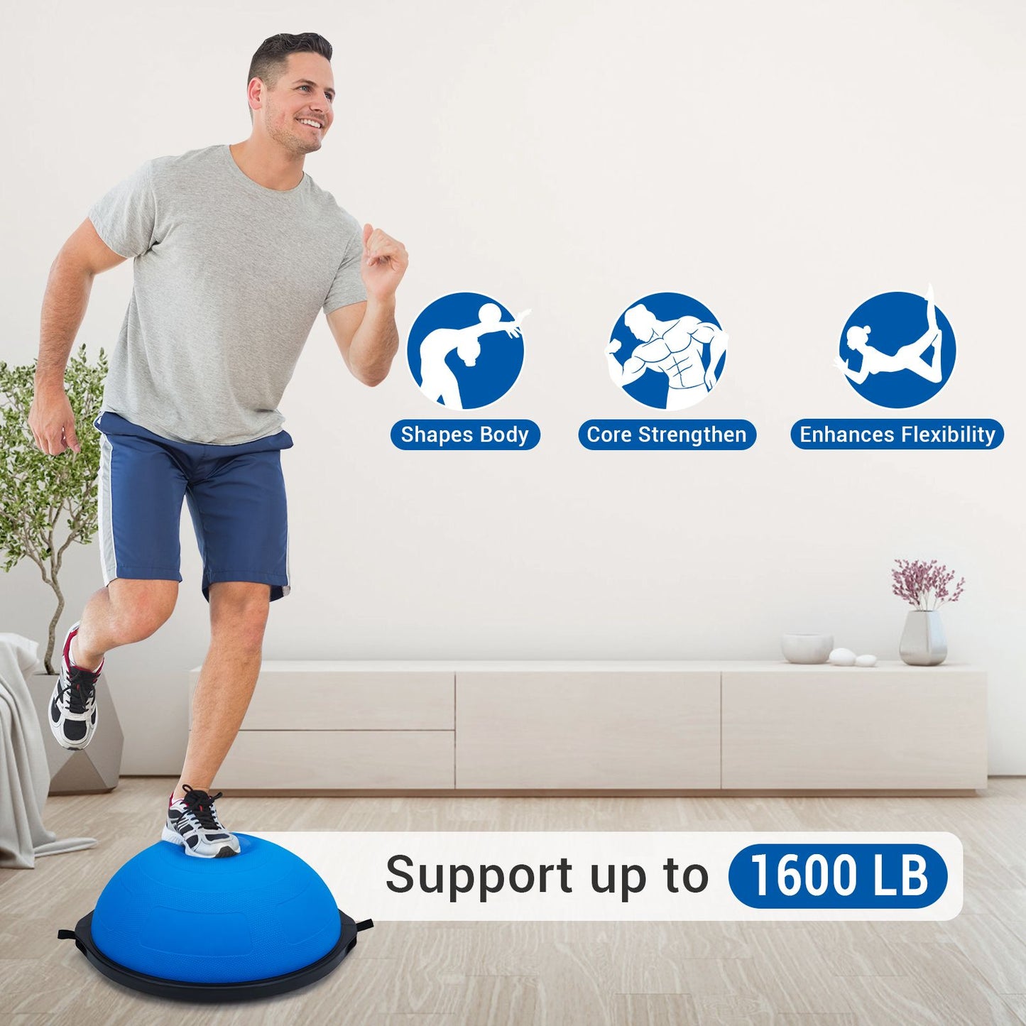 EUKER Inflatable Half Balance Ball With Nonslip Base